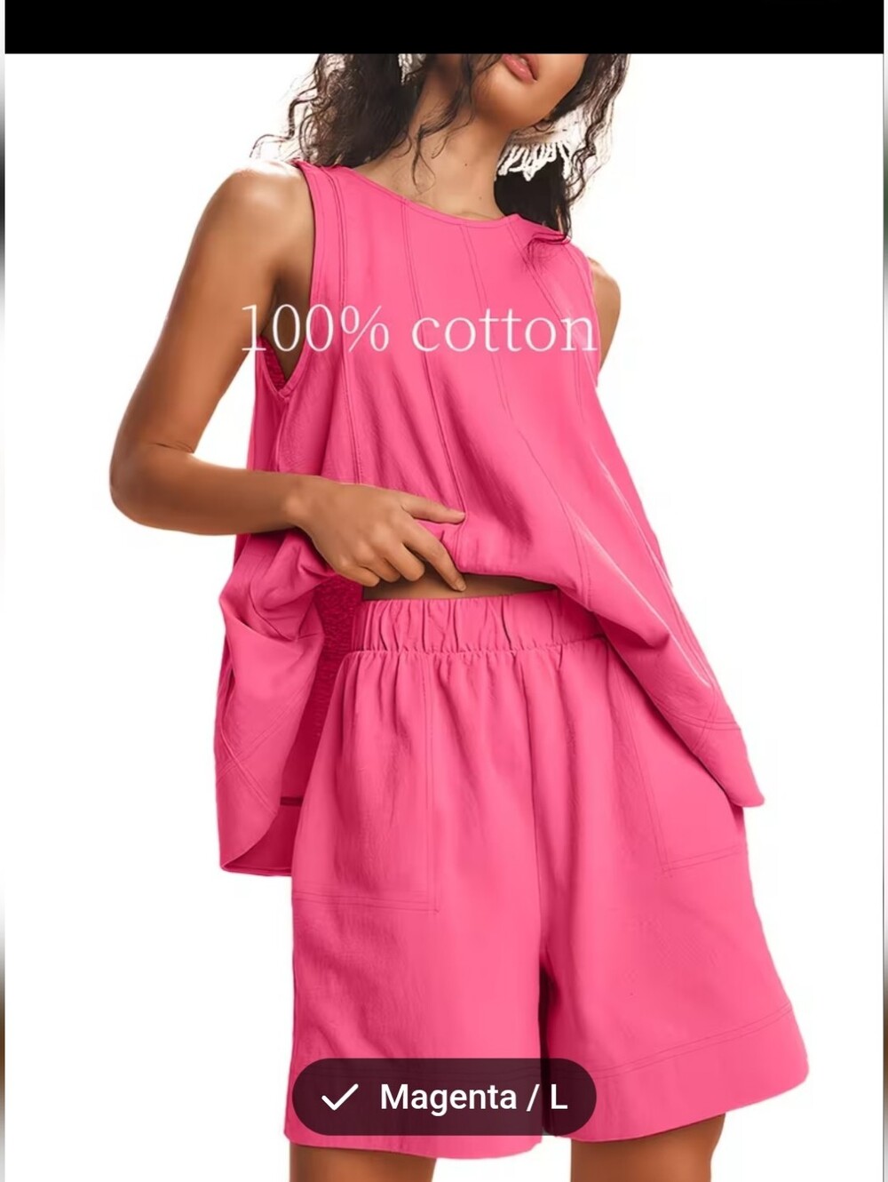 Magenta Cotton Tank & Shorts Set (ZL) NEW